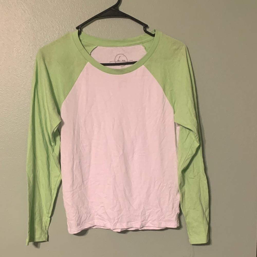 Kids Long Sleeve Green and White Tee